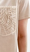 Pocket detailed creme color t-shirt