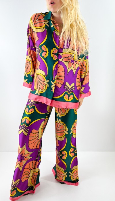 Sateen shirt pants set