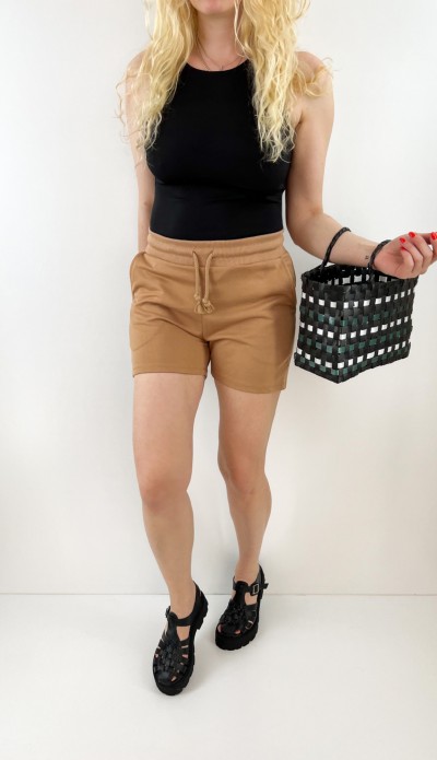 Kahverengi pamuklu şort