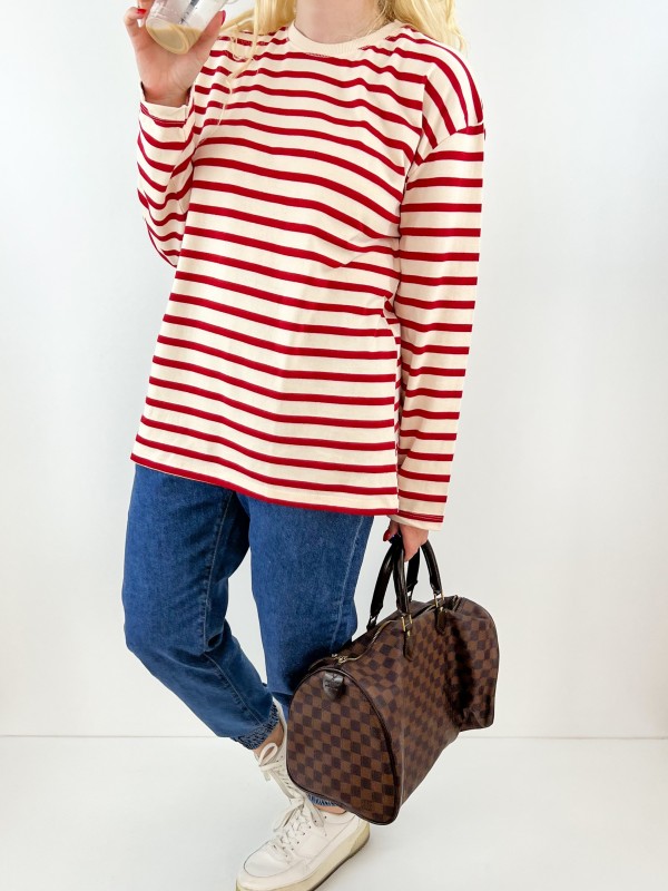 Red striped sweatshirt