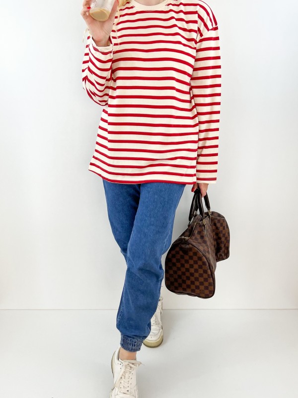 Red striped sweatshirt