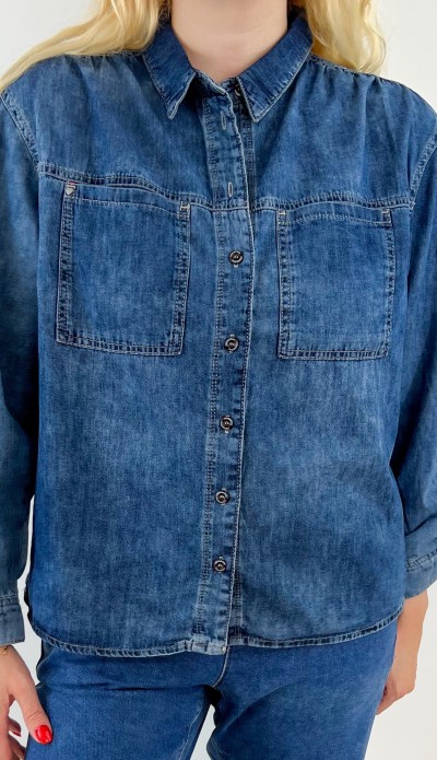 Koyu mavi kot gömlek