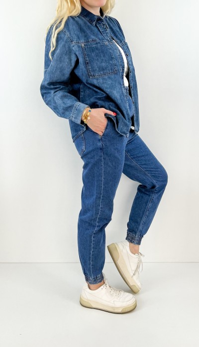 Koyu mavi kot gömlek