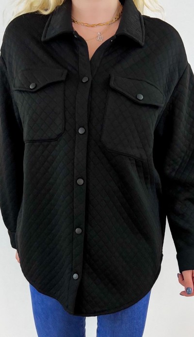 Siyah kapitone gömlek ceket