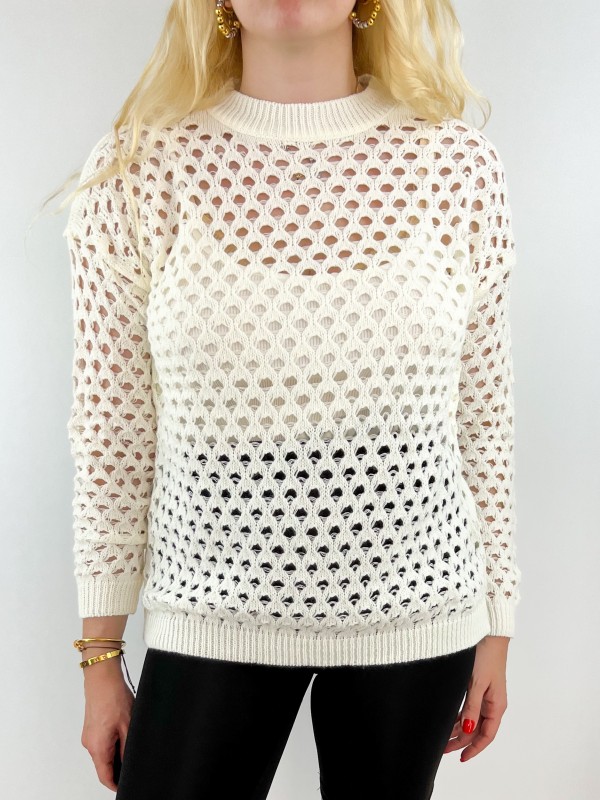 Creme color knit blouse