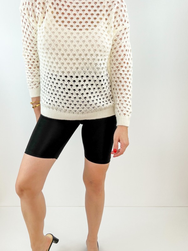 Creme color knit blouse