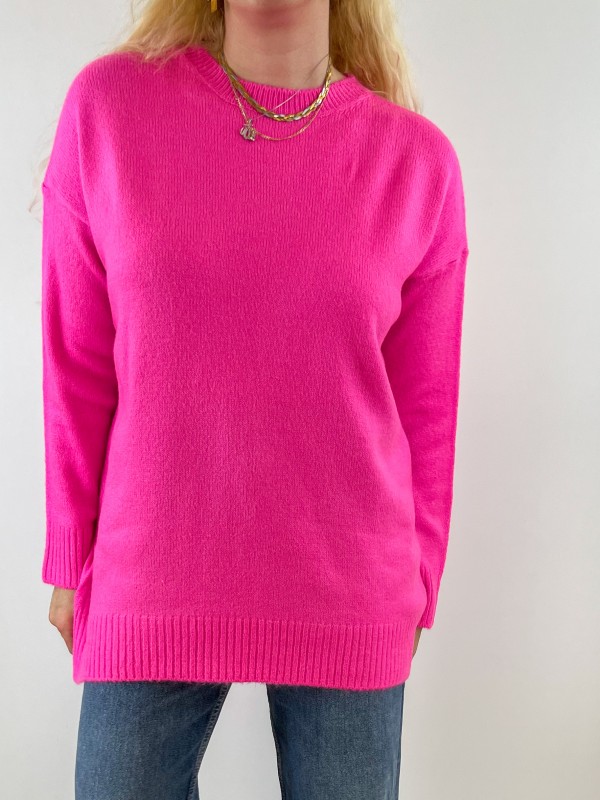 Pink oversize knit pullover