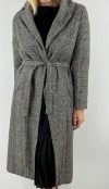 Gray midi checked coat