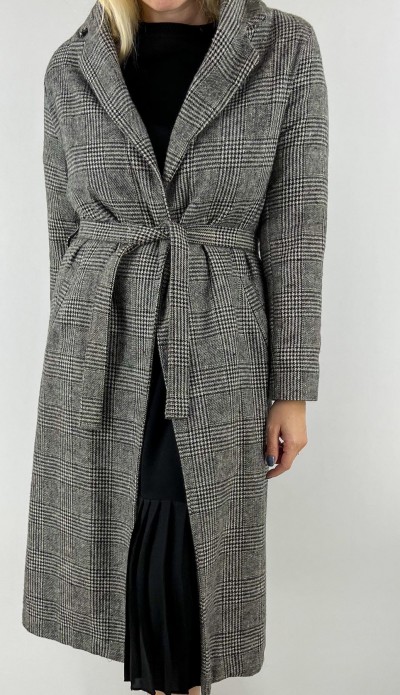 Gray midi checked coat