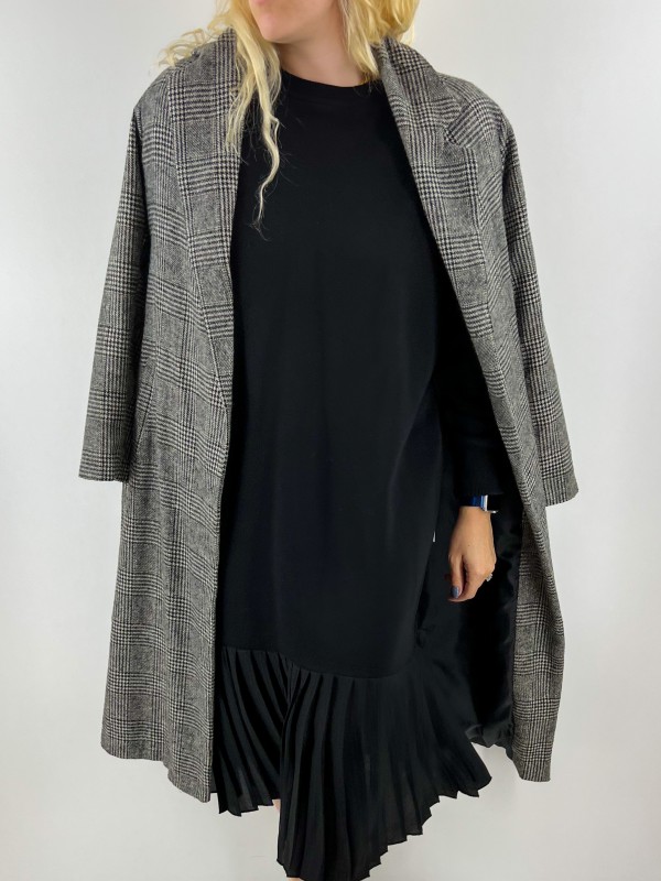 Gray midi checked coat