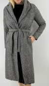 Gray midi checked coat