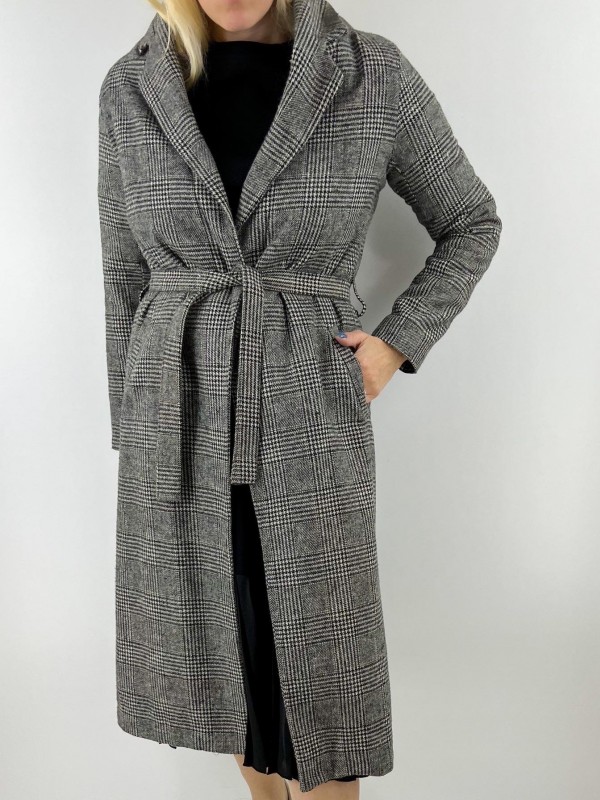 Gray midi checked coat