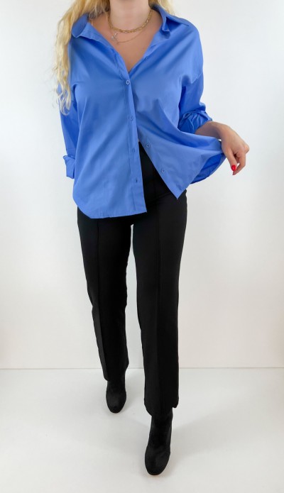 Siyah likralı kumaş pantolon