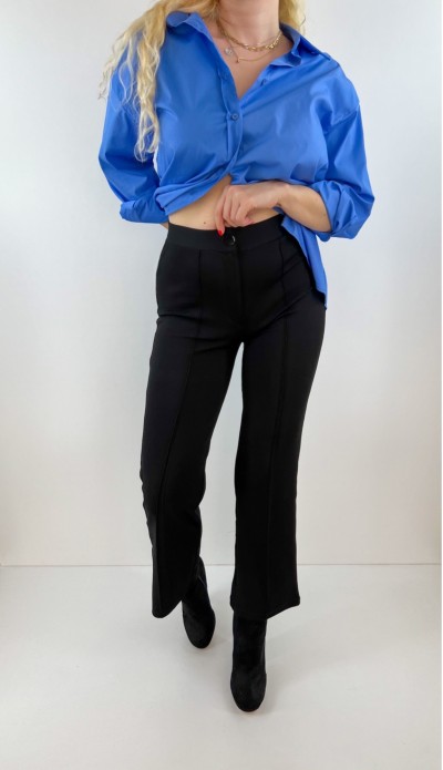 Siyah likralı kumaş pantolon