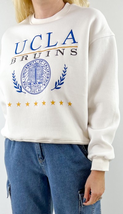 Kolej beyaz sweatshirt