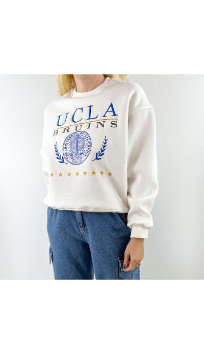 Kolej beyaz sweatshirt