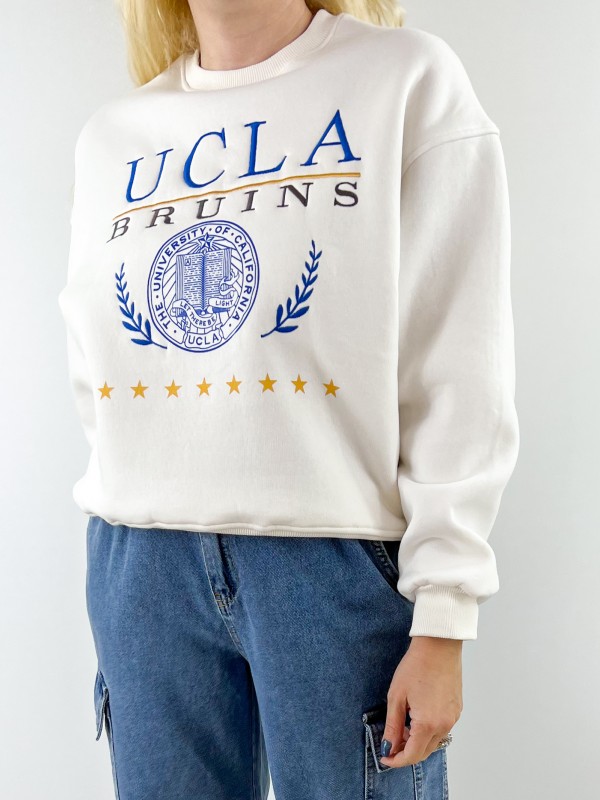 Kolej beyaz sweatshirt