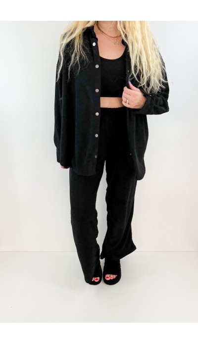 Siyah büstiyer gömlek pantolon takım