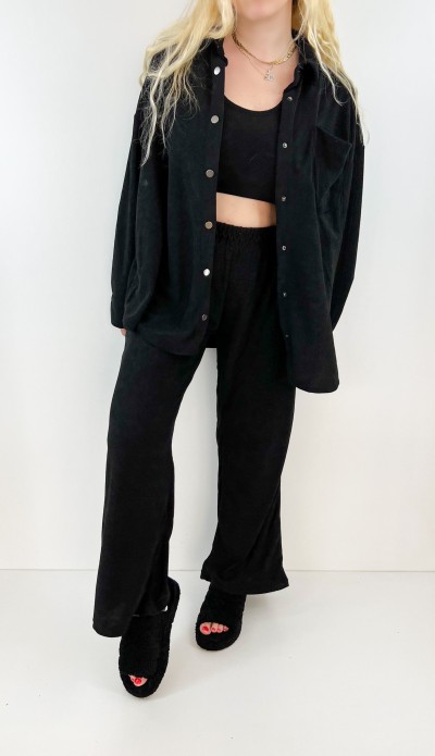 Siyah büstiyer gömlek pantolon takım