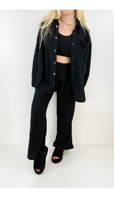 Siyah büstiyer gömlek pantolon takım