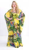 Yellow chiffon tropic maxi dress