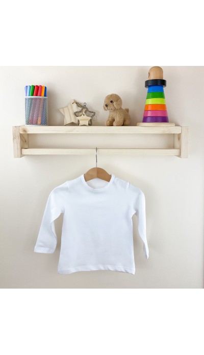 Beyaz uzun kollu pamuklu bebek tişört
