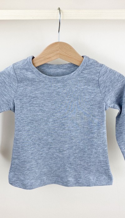 Gri uzun kollu pamuklu bebek tişört