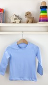 Mavi uzun kollu pamuklu bebek tişört