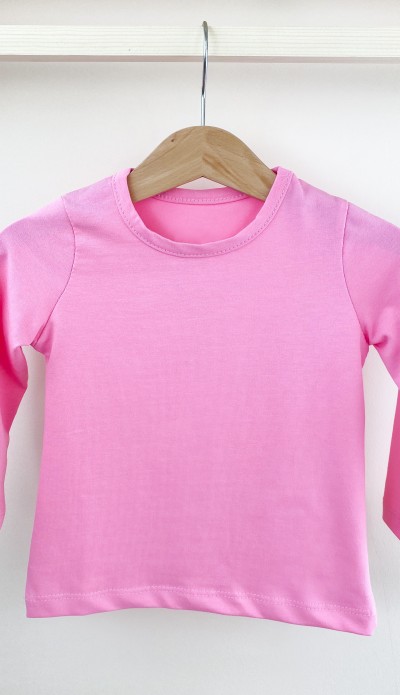 Pembe uzun kollu pamuklu bebek tişört