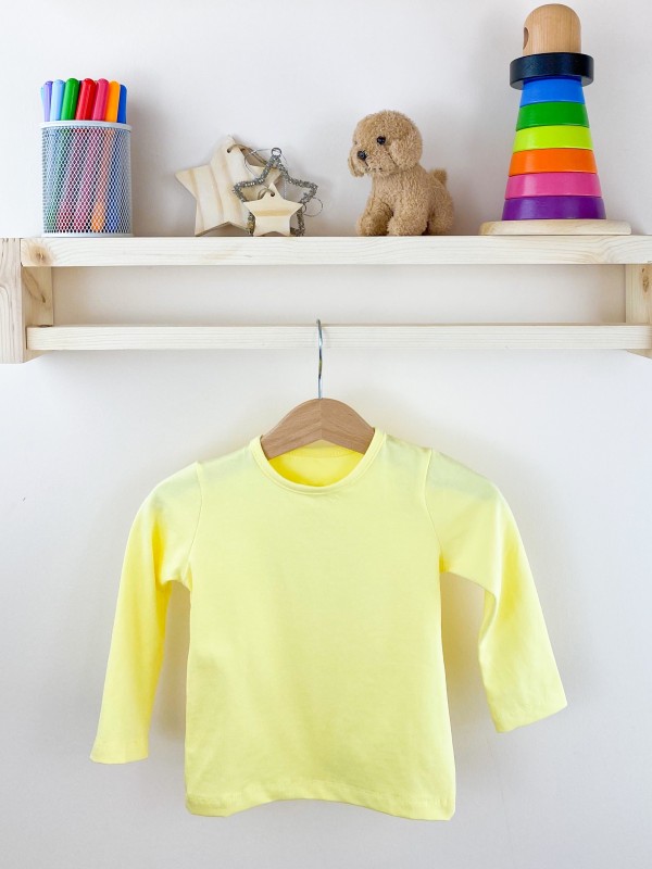 Sarı uzun kollu pamuklu bebek tişört
