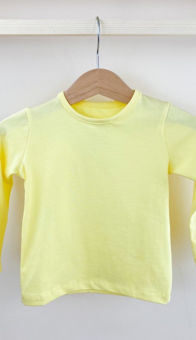 Sarı uzun kollu pamuklu bebek tişört